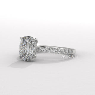 1.0CT Oval Cut Pave Setting Moissanite Engagement Ring
