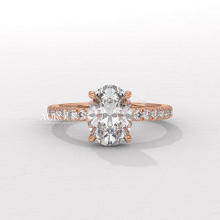 1.0CT Oval Cut Pave Setting Moissanite Engagement Ring