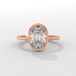 2.0CT Oval Diamond Bezel Setting Moissanite Engagement Ring