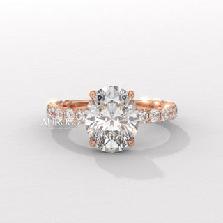 2.0CT Oval Cut Pave Setting Moissanite Engagement Ring