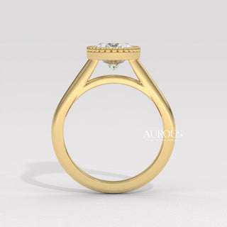 2.0CT Oval Diamond Vintage Style Bezel Setting Moissanite Engagement Ring