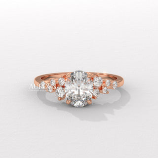 2.0CT Oval Cut Cluster Diamond Moissanite Engagement Ring