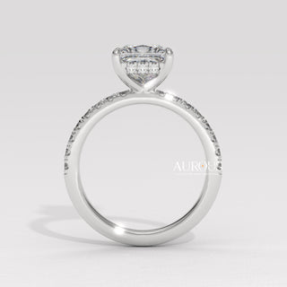 1.0CT Princess Cut Pave Setting Moissanite Engagement Ring