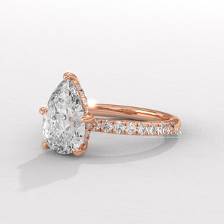 1.50CT Pear Cut Hidden Halo Diamond Moissanite Engagement Ring