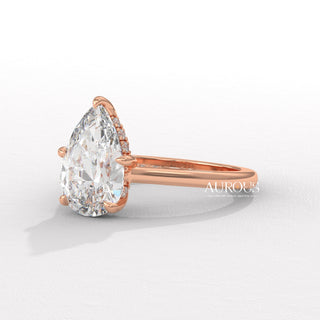 1.50CT Pear Diamond Hidden Halo Setting Moissanite Engagement Ring