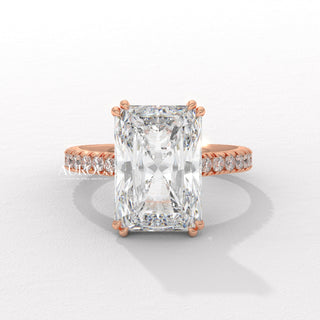 5.0CT Radiant Diamond Hidden Halo Moissanite Engagement Ring