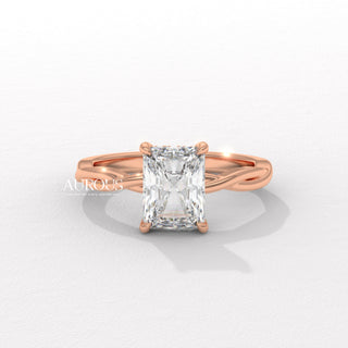 2.50CT Radiant Diamond Twisted Hidden Halo Moissanite Engagement Ring