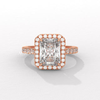 2.0CT Radiant Cut Diamond Halo Setting Moissanite Engagement Ring