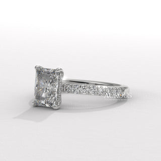 2.0CT Radiant Cut Diamond Pave Setting Moissanite Engagement Ring