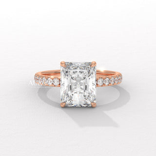 2.50CT Radiant Diamond Pave Setting Moissanite Engagement Ring