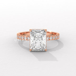 2.0CT Radiant Diamond Hidden Halo Pave Setting Moissanite Engagement Ring