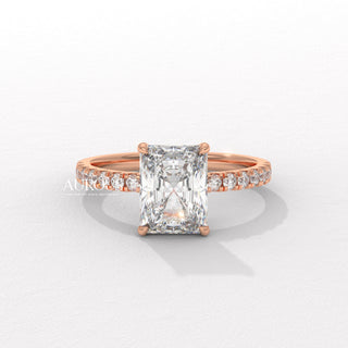 1.50CT Radiant Diamond Pave Setting Moissanite Engagement Ring
