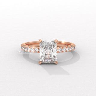 2.0CT Radiant Cut Diamond Pave Setting Moissanite Engagement Ring