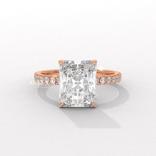 2.0CT Radiant Diamond Pave Setting Moissanite Engagement Ring