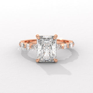2.0CT Radiant Diamond Pave Setting Moissanite Engagement Ring