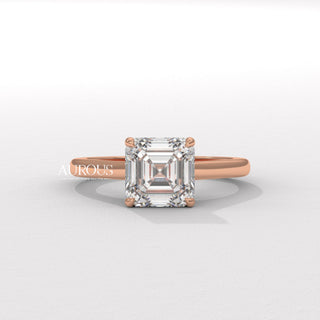 1.0CT Asscher Cut Hidden Diamond Moissanite Engagement Ring