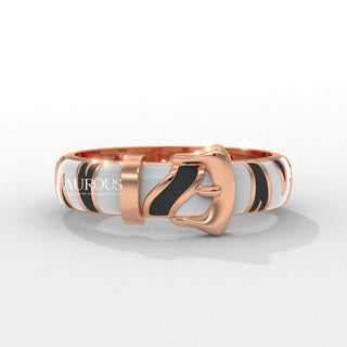 Unique Belt Design Solid Gold Plain Men's Ring