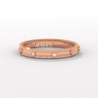 Round Diamond Bezel Unique Eternity Moissanite Wedding Band