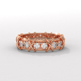 Round Diamond Unqiue Full Eternity Moissanite Wedding Band