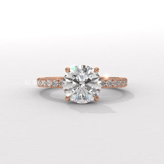 1.50CT Round Cut Pave Setting Moissanite Engagement Ring