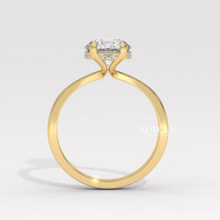 1.0CT Round Cut Diamond Hidden Halo Setting Moissanite Engagement Ring