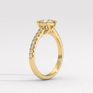 0.50CT Round Diamond Pave Setting Moissanite Engagement Ring