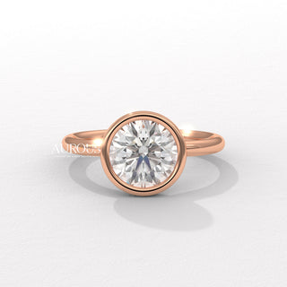 1.50CT Round Diamond Bezel Setting Hidden Halo Moissanite Engagement Ring