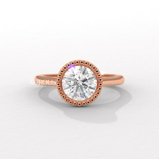 1.50CT Round Diamond Vintage Style Bezel Setting Moissanite Engagement Ring