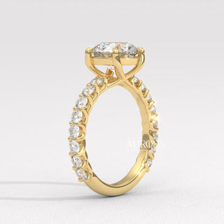 2.0CT Round Diamond Wide Pave Setting Moissanite Engagement Ring