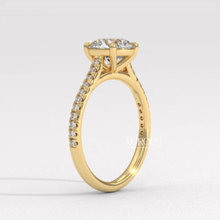 1.50CT Round Diamond Pave Setting Moissanite Engagement Ring