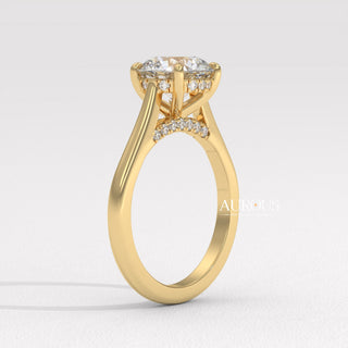 2.0CT Round Diamond Hidden Halo Moissanite Engagement Ring