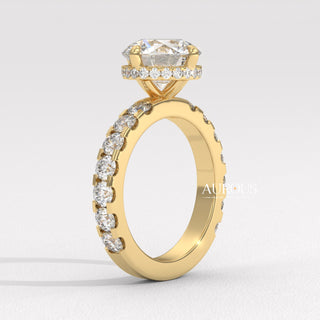 1.50CT Round Diamond Pave Setting Moissanite Engagement Ring