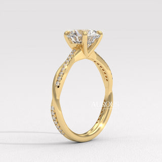 1.50CT Round Diamond Twisted Pave Setting Moissanite Engagement Ring