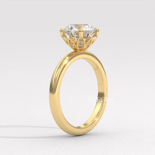 2.0CT Round Cut Hidden Diamond Moissanite Engagement Ring