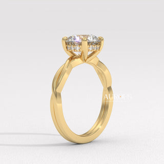 1.50CT Round Diamond Twisted Hidden Halo Moissanite Engagement Ring