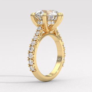 4.0CT Round Diamond Hidden Halo Pave Setting Moissanite Engagement Ring