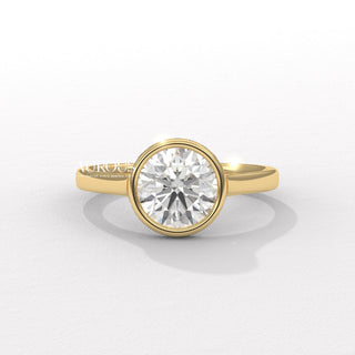 1.0CT Round Diamond Hidden Halo Bezel Setting Engagement Ring
