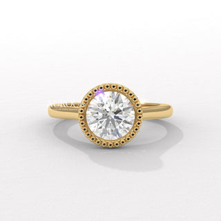 1.50CT Round Diamond Vintage Style Bezel Setting Moissanite Engagement Ring
