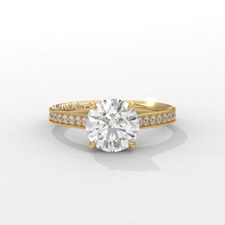 round cut diamond engagement ring, gold round diamond ring, round brilliant diamond ring