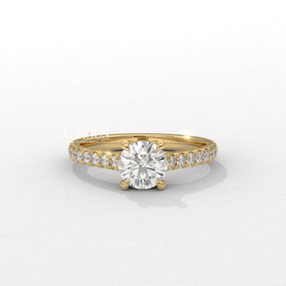 0.50CT Round Diamond Pave Setting Moissanite Engagement Ring