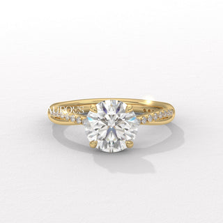 1.50CT Round Diamond Twisted Pave Setting Moissanite Engagement Ring