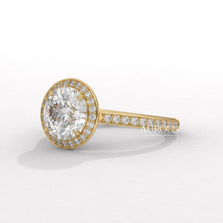 2.0CT Round Cut Halo Pave Setting Moissanite Diamond Engagement Ring