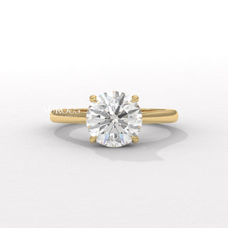 2.0CT Round Diamond Hidden Halo Moissanite Engagement Ring