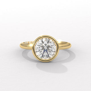 1.50CT Round Diamond Bezel Setting Hidden Halo Moissanite Engagement Ring