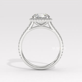 1.50CT Round Cut Diamond Halo Pave Setting Moissanite Engagement Ring