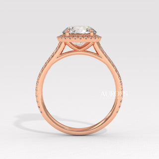 1.50CT Round Cut Diamond Halo Pave Setting Moissanite Engagement Ring
