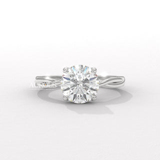 1.50CT Round Diamond Twisted Hidden Halo Moissanite Engagement Ring