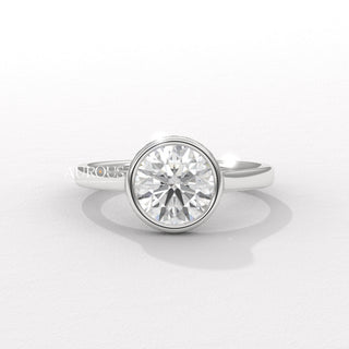 1.0CT Round Diamond Hidden Halo Bezel Setting Engagement Ring
