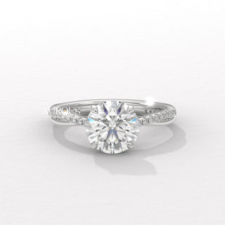 1.50CT Round Diamond Twisted Pave Setting Moissanite Engagement Ring