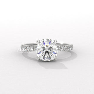 1.50CT Round Diamond Pave Setting Moissanite Engagement Ring